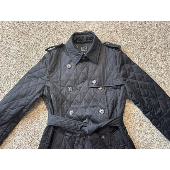 SAKS FIFTH AVENUE Quilted, Double breasted Trench Coat, size women's LG - Picture 13 of 16